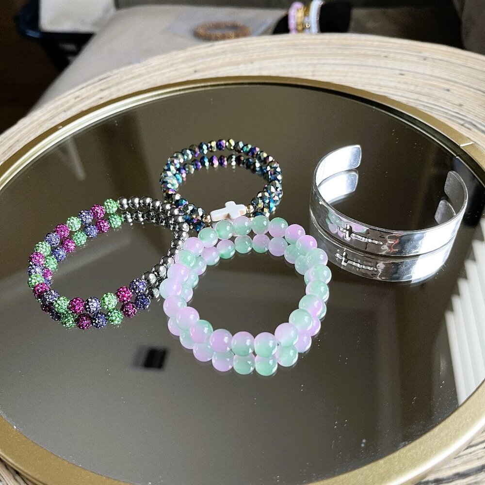 Rustic Cuff Set Four Stackable Bracelets Set Faith - image 4